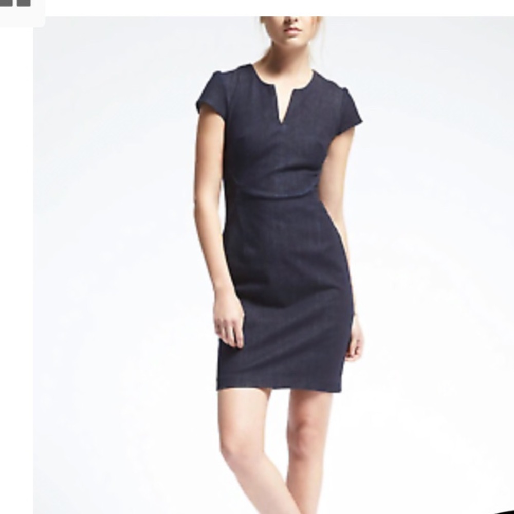Banana Republic denim seamed dress, 10 tall, navy